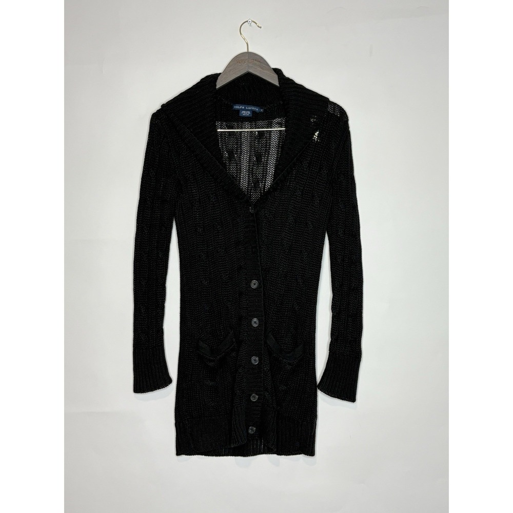 Ralph Lauren Blue Label Women S Italian Linen Crochet Chunky Knit Cardigan $1795